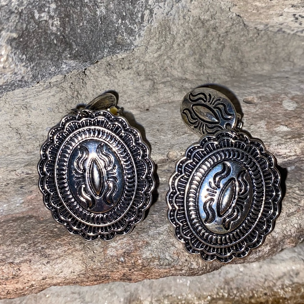 Concho clip on earrings